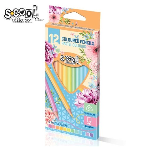 Creioane colorate S-Cool pastel, 12 culori/set