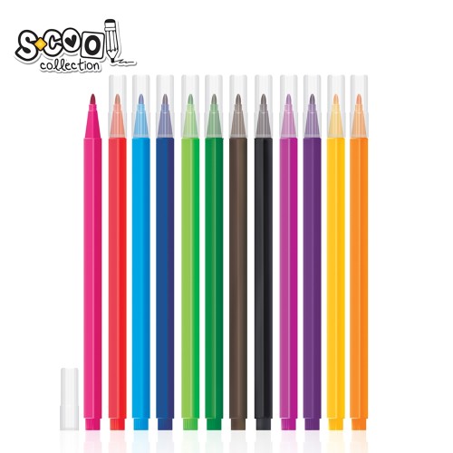 Carioci S-Cool triunghiulare, 12 culori/set