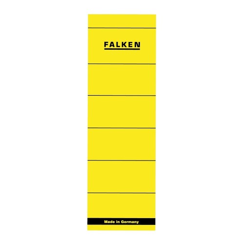 Etichete Falken autoadezive, pentru bibliorafturi,  60 x 190 mm, galben