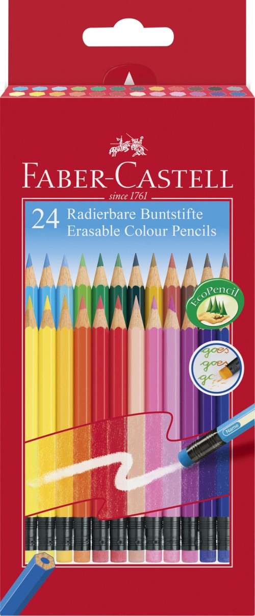 CREIOANE COLORATE 24 CULORI CU GUMA ECO FABER-CASTELL