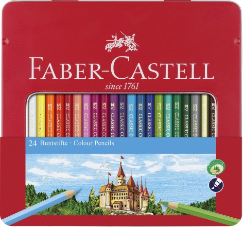 CREIOANE COLORATE 24 CULORI CUTIE METAL-2 FABER-CASTELL