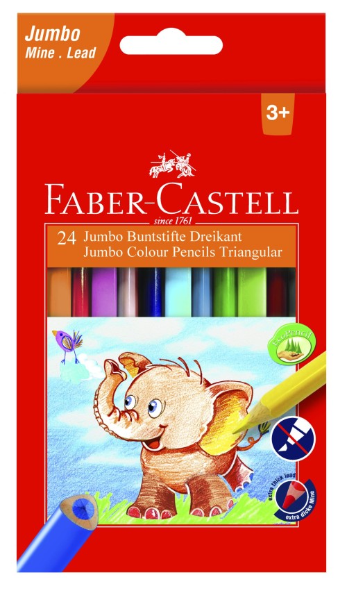 CREIOANE COLORATE TRIUNGHIULARE JUMBO 24 CULORI FABER-CASTELL