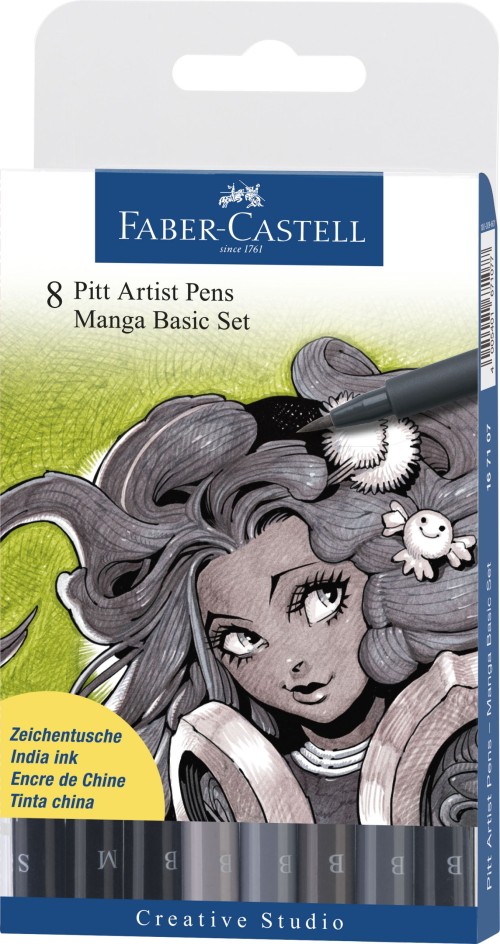 PITT ARTIST PEN MANGA SET 8 BUC DE BAZA FABER-CASTELL