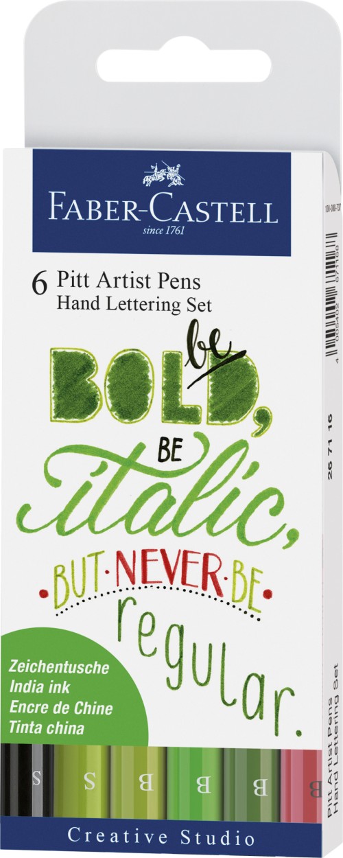 PITT ARTIST PEN SET CALIGRAFIC 6 BUC VERDE FABER-CASTELL