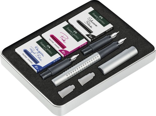 SET STILOU CALIGRAFIC GRIP 2011 ARGINTIU FABER-CASTELL