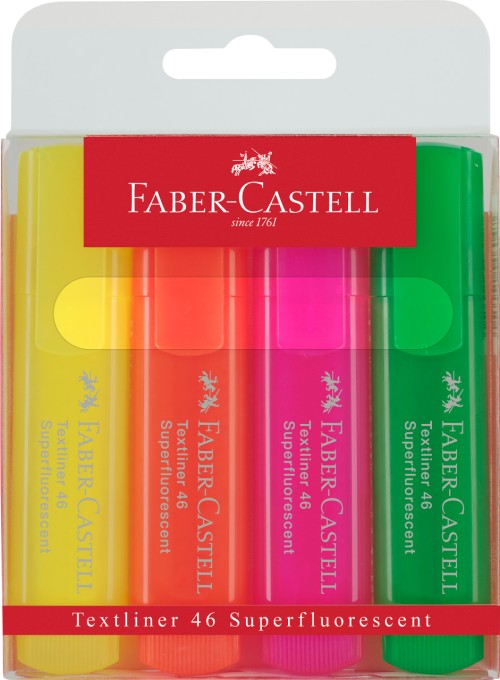 TEXTMARKER SET 4 SUPERFLUORESCENT 1546 FABER-CASTELL