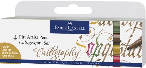 PITT ARTIST PEN CALIGRAFIC SET 4 BUC COLOR FABER-CASTELL