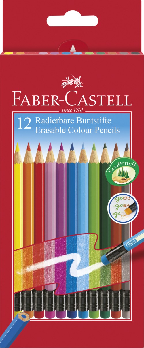 CREIOANE COLORATE 12 CULORI CU GUMA ECO FABER-CASTELL