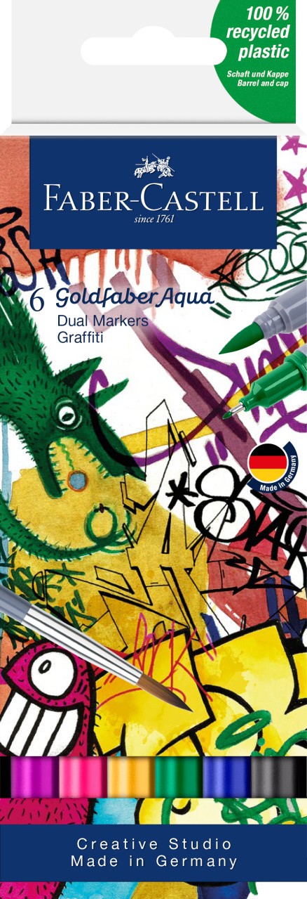 MARKER SOLUBIL 2 CAPETE SET 6 BUC GRAFFITI GOLDFABER FABER-CASTELL