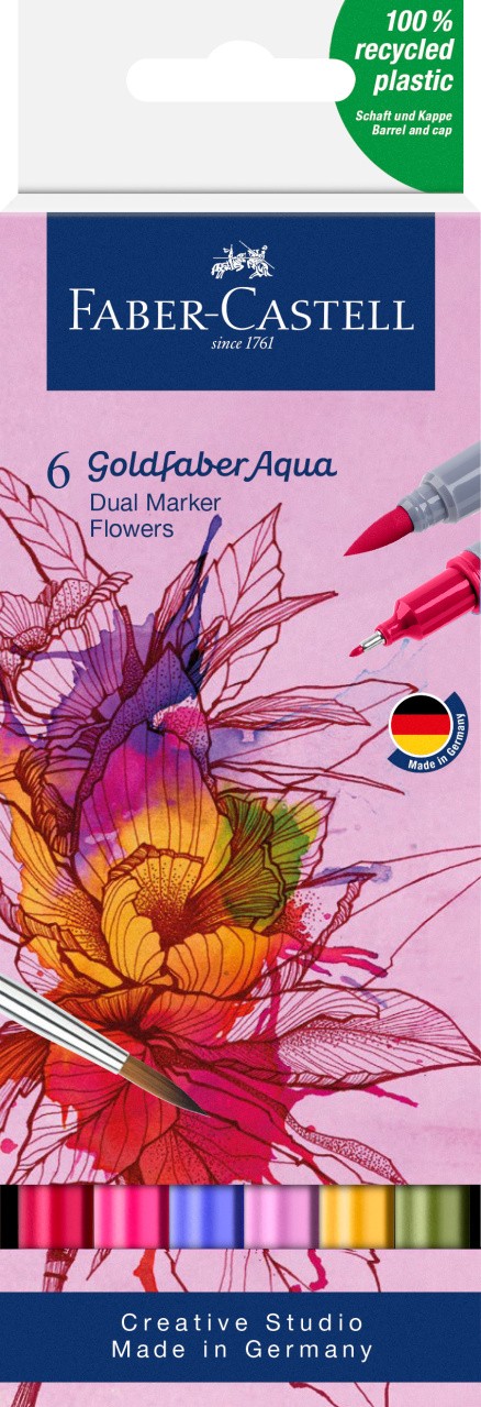 MARKER SOLUBIL 2 CAPETE SET 6 BUC FLORI GOLDFABER FABER-CASTELL