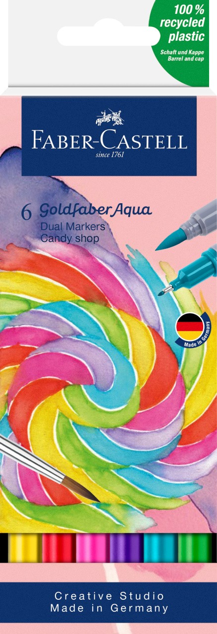 MARKER SOLUBIL 2 CAPETE SET 6 BUC CANDY SHOP GOLDFABER FABER-CASTELL