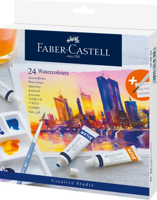 TEMPERA ACUARELE 24 CULORI 9ML + PALETA FABER-CASTELL