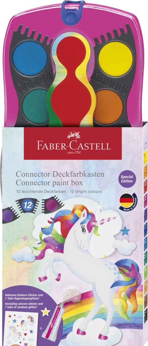 ACUARELE 12 CULORI CONNECTOR ROZ UNICORNI 2023 FABER-CASTELL