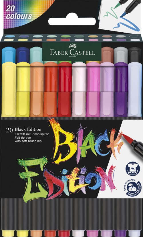 BRUSH PENS BLACK EDITION SET 20 CULORI FABER-CASTELL