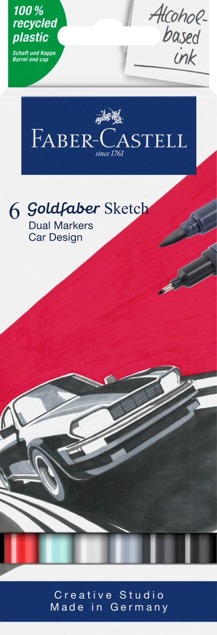 SKETCH MARKER 2 CAPETE SET 6 CAR DESIGN GOLDFABER FABER-CASTELL