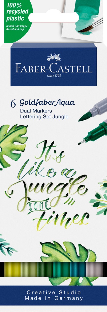 MARKER SOLUBIL 2 CAPETE SET 6 BUC LETTERING JUNGLE GOLDFABER FABER-CASTELL