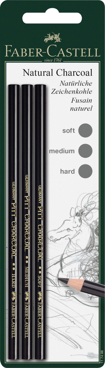 BLISTER 3 BUC CREION CARBUNE NATURAL PITT MONOCHROME S,M,H FABER