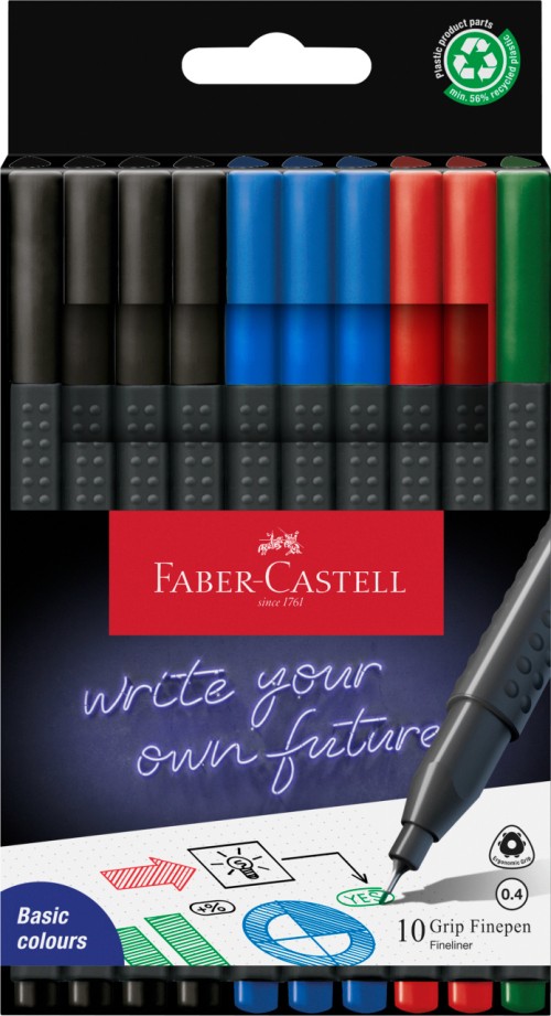 LINER 0.4MM SET 10 OFFICE A,N,R,V GRIP FABER-CASTELL