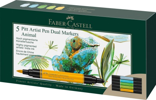 PITT ARTIST PEN DUAL MARKER SET 5 BUC ANIMALS FABER-CASTELL