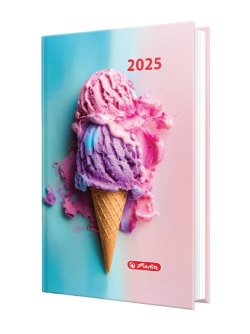 Agenda Herlitz datata 2025 Motive, A5, 352 pagini, coperta buretata, motiv Ice Cream