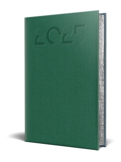 Agenda Herlitz datata 2025, Premium DeLuxe Bard, A5, 352 pagini, culoare verde smarald, margine argintie