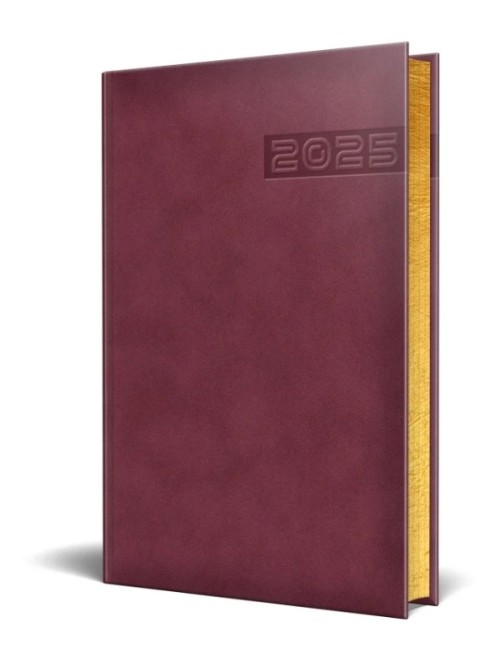 Agenda Herlitz datata 2025, Premium DeLuxe Teano, A5, 352 pagini, culoare bordo, margine aurie