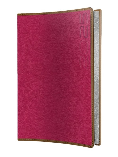 Agenda Herlitz datata 2025, Premium DeLuxe Loreto, A5, 352 pagini, culoare magenta, margine argintie