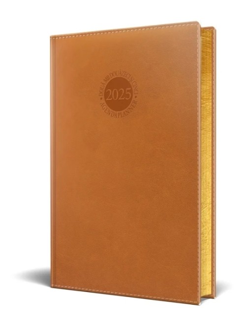 Agenda Herlitz datata 2025, Premium DeLuxe Amsterdam, A5, 352 pagini, culoare maro, margine aurie