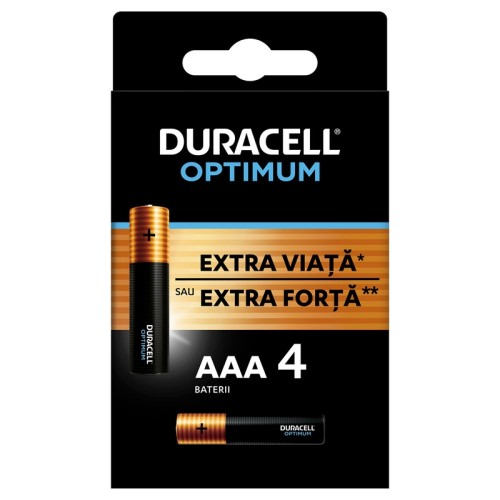 Baterie Duracell Optimum LR03, AAA,"Extra Viata", 4 bucati/set