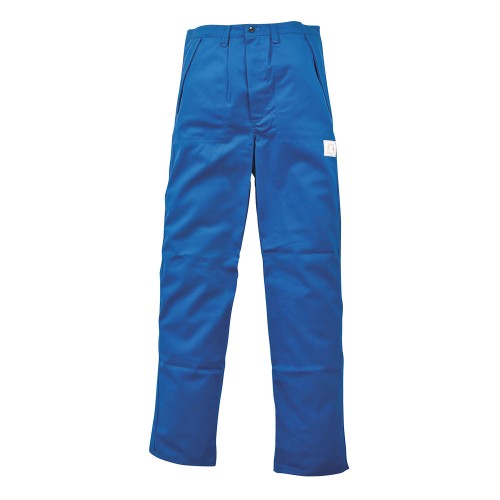 Pantaloni talie ignifugi, bumbac 310 g/mp marime 44, cu doua buzunare cu clapa, albastri