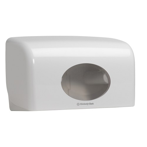 Dispenser Kimberly-Clark Aquarius Twin, pentru hartie igienica small jumbo, culoare alba