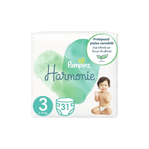 Scutece PAMPERS Harmonie nr 3, Unisex, 6-10 kg, 31 bucati