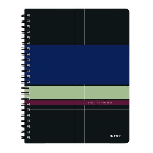 Caiet de birou Leitz Executive Get Organized, PP, A4, cu spira, dictando, negru/violet