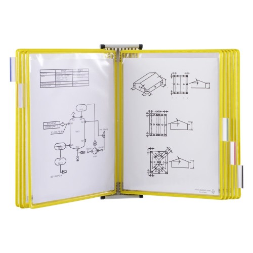 Kit complet Tarifold, din otel, pentru perete, A4, 10 display-uri, galben