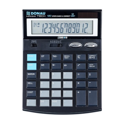 Calculator de birou Donau Tech, 186 x 142 x 39 mm, 12 digiti, negru