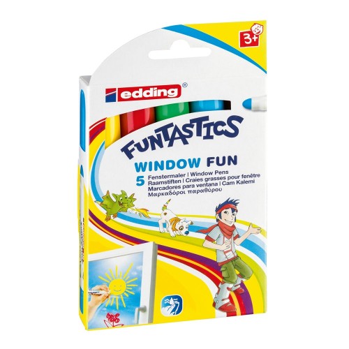 Marker Edding 16 Funtastics Window, varf 2-6 mm, 5 bucati/set