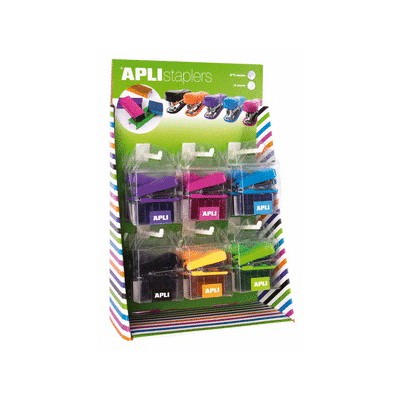 Display capsatoare Apli, 20 coli, 2000 capse x nr 10, 6 culori, 18 bucati/display