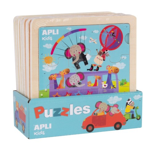 Puzzle Transport, Apli, lemn, 15x15 cm