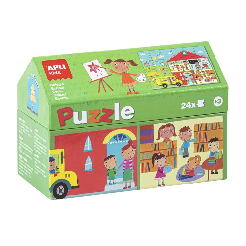 Puzzle casuta Apli, 24 piese, tema Scoala