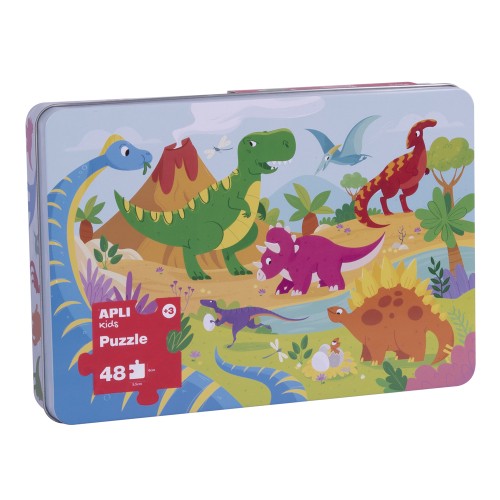 Puzzle Apli, 48x32 cm, 24 piese, tema dinozauri