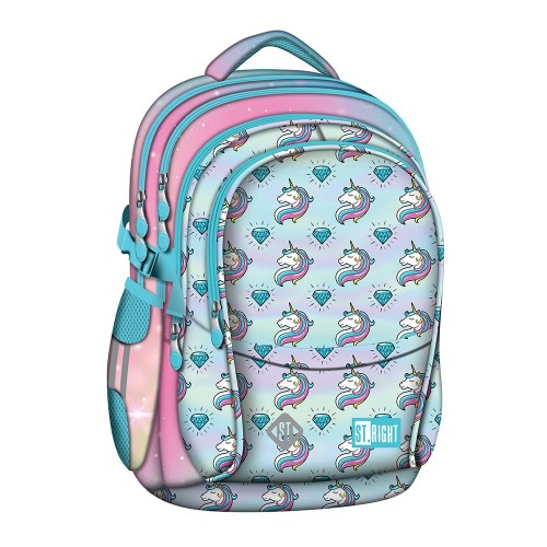 Ghiozdan St.Right BP01, colectia Pastel Unicorns, 4 compartimente, 17 inch