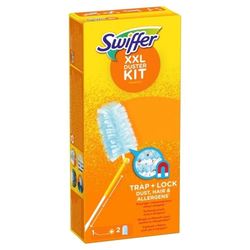 Pamatuf praf Swiffer Duster Kit XXL Trap & Lock, maner telescopic 90 cm + 2 rezerve