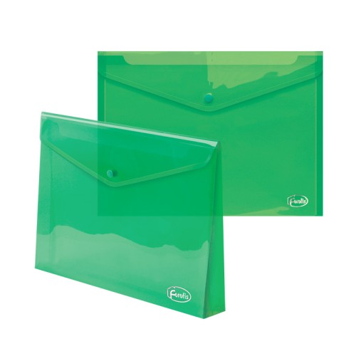 Mapa plastic cu capsa Forofis, grosime 0.35 mm, burduf 150 foi, culoare verde transparent