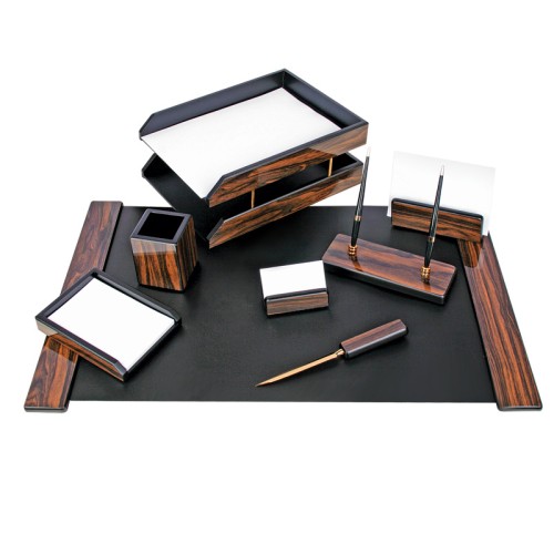 Set organizator de birou Forofis, lemn 8 piese, ebony