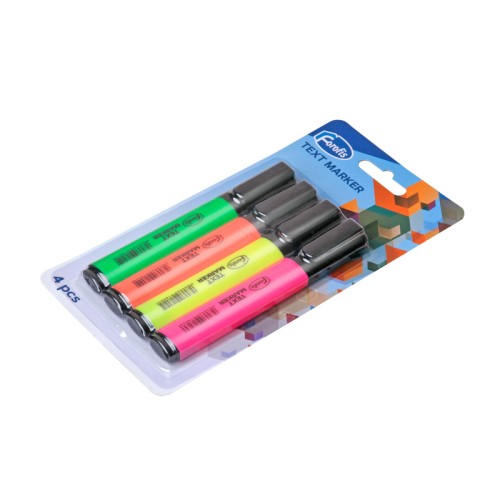 Textmarker Forofis varf tesit 1-4 mm, 4 culori/set (verde, portocaliu, galben, roz)