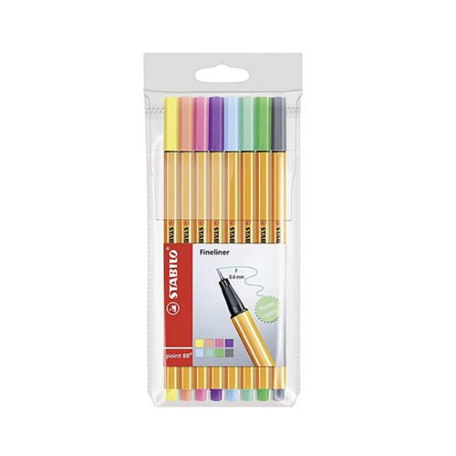 Fineliner Point 88 Stabilo, 0.4 mm, 8 culori pastelate/set